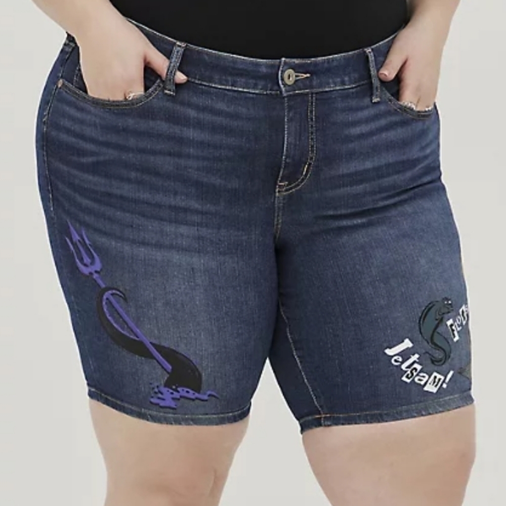 Torrid Disney Ursula Boyfriend Bermuda Jean Shorts 16